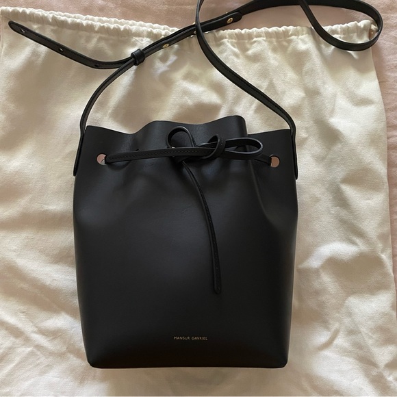 Mansur Gavriel Mini Bucket Bag in Black / Ballerina - Picture 2 of 6